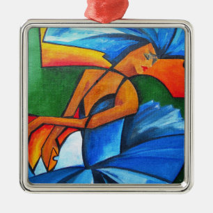 Ornamento De Metal Dança no azul 2008