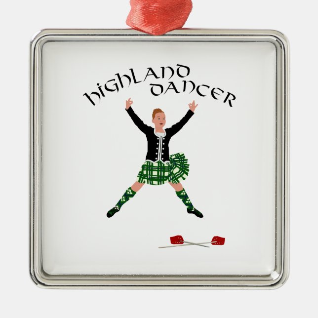Ornamento De Metal Dançador de Espadas Escocês - Ghillie Callum (Frente)