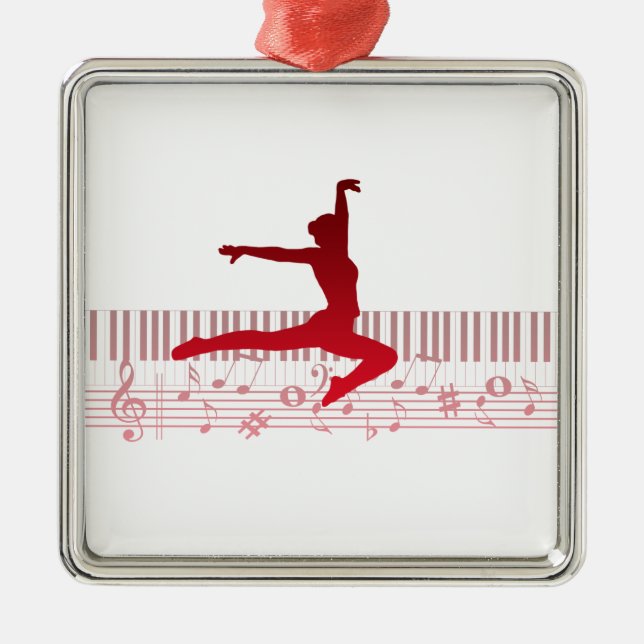 Ornamento De Metal dançarina de balé em um teclado (Frente)