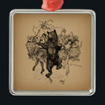 Ornamento De Metal Dancing Bear Vintage Circus Art<br><div class="desc">A cute old fashioned dancing bear vintage circus art design with antique artwork on a vintage brown paper style background.</div>