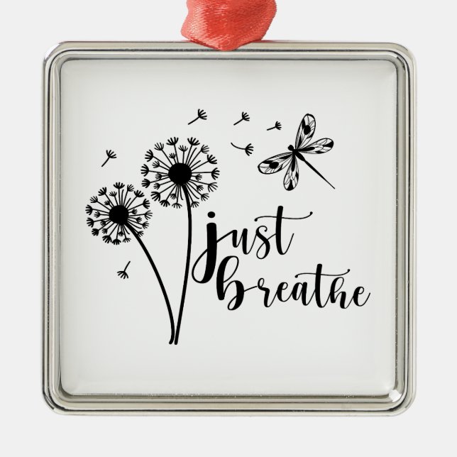 Ornamento De Metal Dandelion Dragonfly Apenas Respira (Frente)