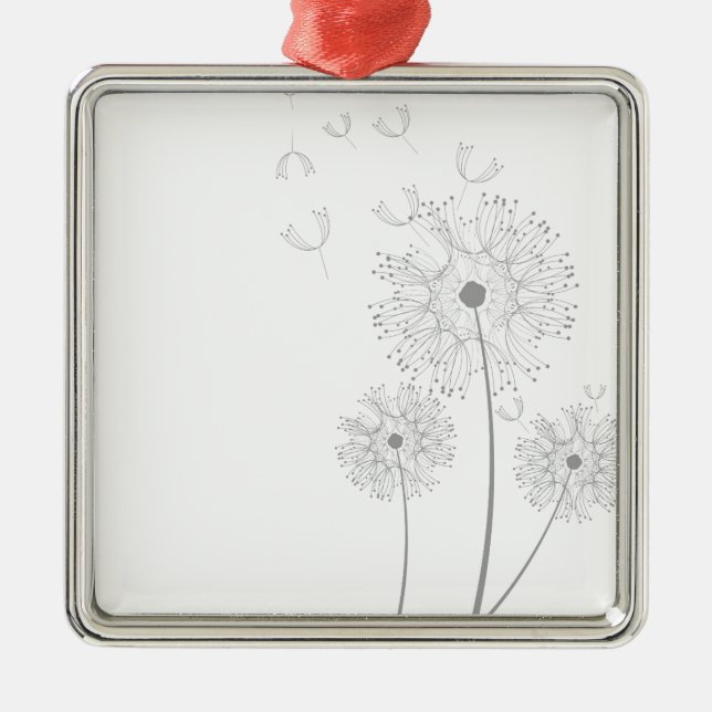 Ornamento De Metal Dandelion pura arte floral moderna (Frente)