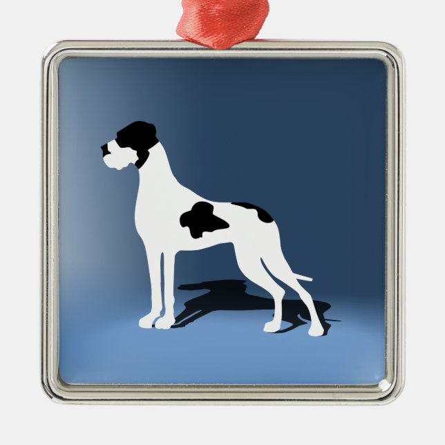 Ornamento De Metal Dane Grande Piebald (Frente)