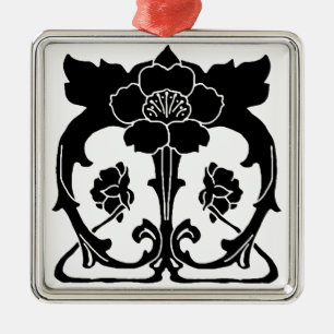Ornamento De Metal Dark Art Nouveau Flower