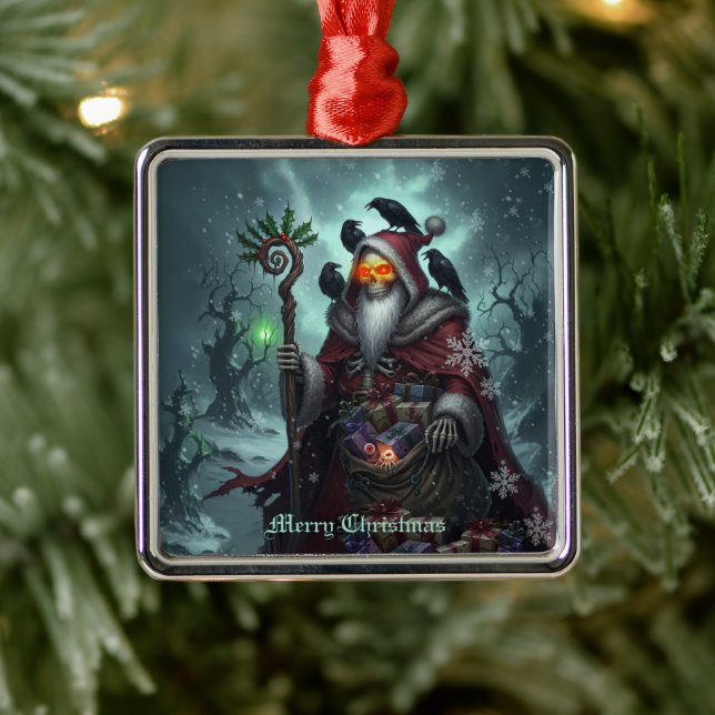 Ornamento De Metal Dark Santa of Shadows – Gothic Christmas Skeleton  (Árvore)