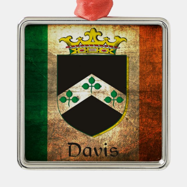 Ornamento De Metal Davis Crest Irish Flag (Frente)