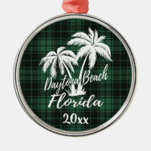 Ornamento De Metal Daytona Beach Flórida Palm Tree Xadrez Verde