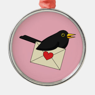 Ornamento De Metal De Blackbird com Amor