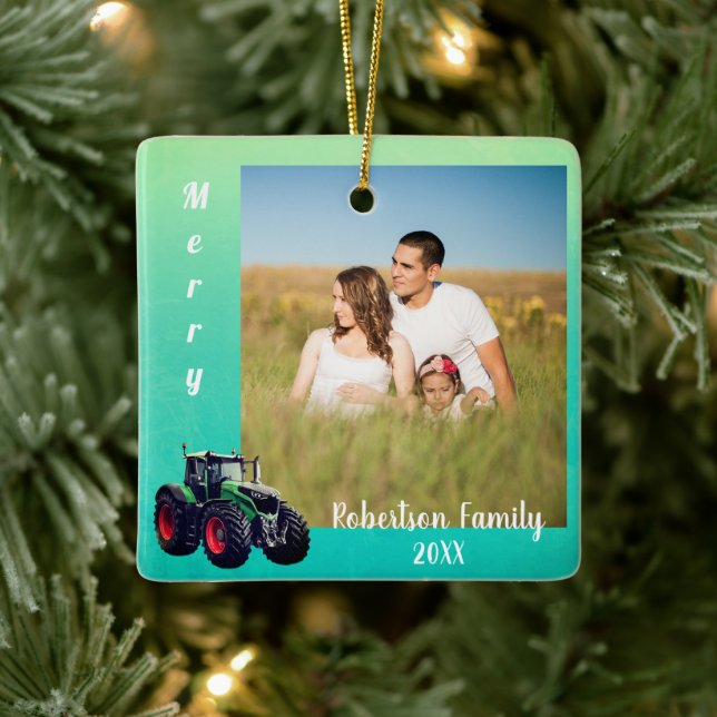 Ornamento de Metal de Trator Verde (Árvore)