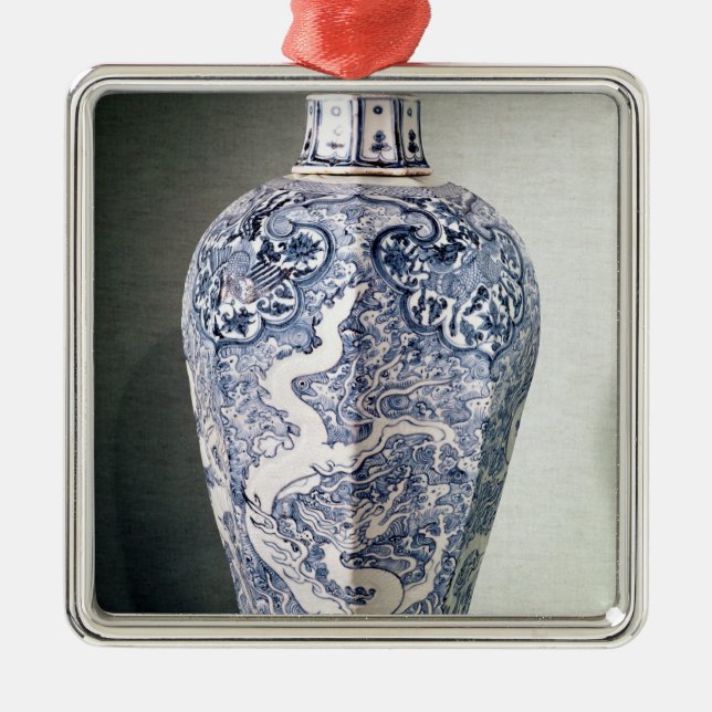 Ornamento De Metal De "vaso octogonal Mei- P'ing" com branco (Frente)