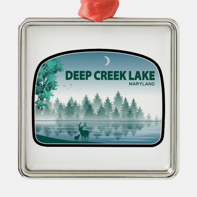 Ornamento De Metal Deep Creek Lake Maryland Deer (Frente)