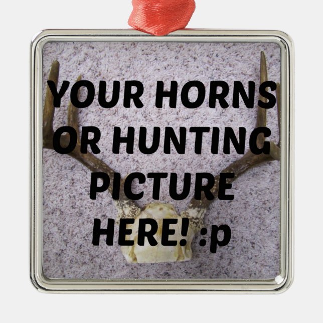 Ornamento De Metal Deer Horns Caçando Modelo de Natal Personalizado (Frente)