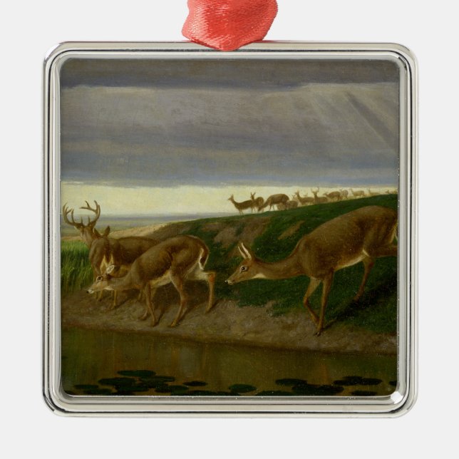 Ornamento De Metal Deer on the Prairie (por William Holbrook Beard) (Frente)