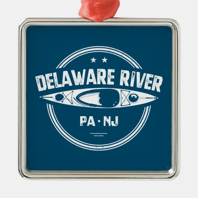 Ornamento De Metal Delaware River Kayaking (Frente)