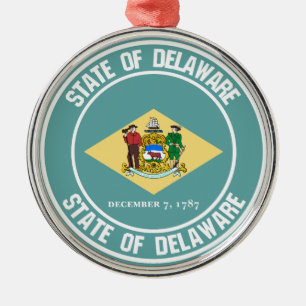 Ornamento De Metal Delaware Round Emblem