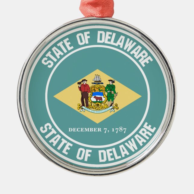 Ornamento De Metal Delaware Round Emblem (Frente)
