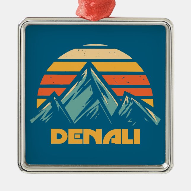 Ornamento De Metal Denali Alaska Retro Turquesa (Frente)