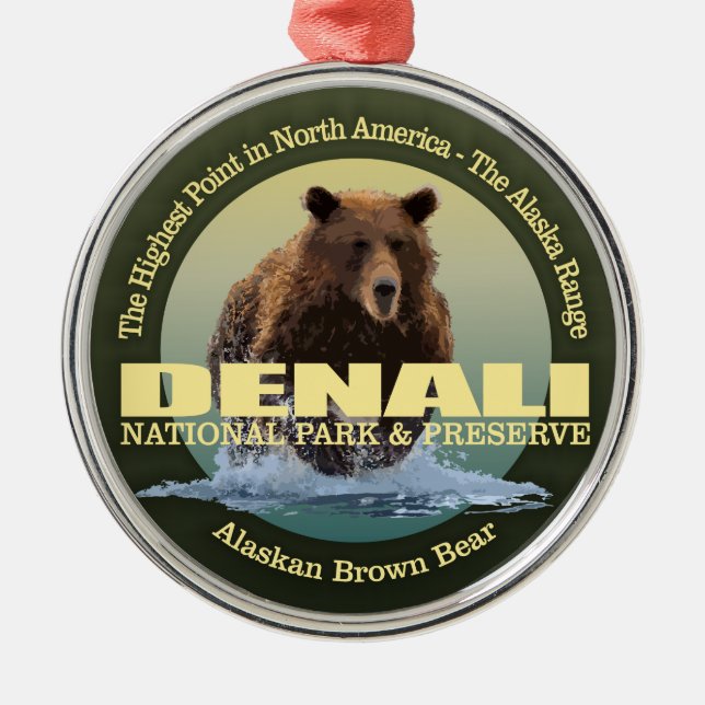 Ornamento De Metal Denali NP (Urso) WT (Frente)