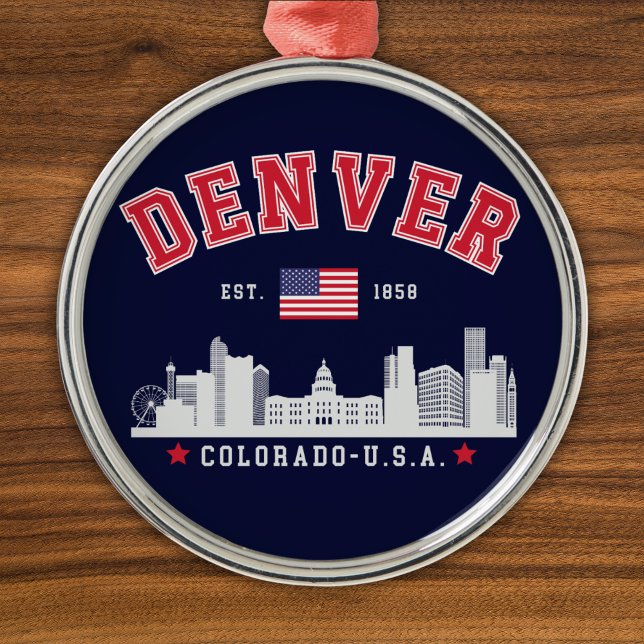 Ornamento De Metal Denver Colorado Cityscape View (Criador carregado)