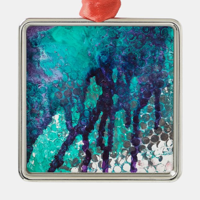 Ornamento De Metal Derramares de tinta (Frente)