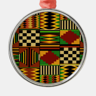 Ornamento De Metal Desenho Africano de Tecido Kente Real