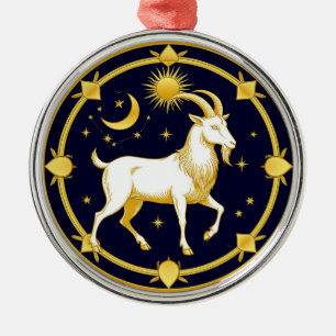 Ornamento De Metal Desenho Capricórnio Zodíaco Dourado