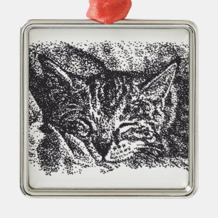 Ornamento De Metal Desenho De Gato De Dormir Bastante