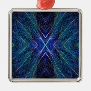 Ornamento De Metal Desenho de Pena Fractal Azul