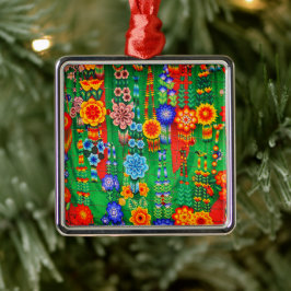 Ornamento De Metal Desenhos Coloridos de Flores Hippie