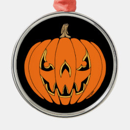 Ornamento De Metal Design Assustador de Jack-o'-Lantern de Halloween