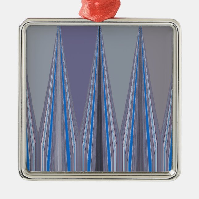 Ornamento De Metal Design Azul legal (Frente)