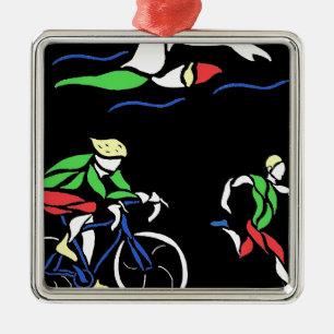 Ornamento De Metal Design colorido do Triathlon