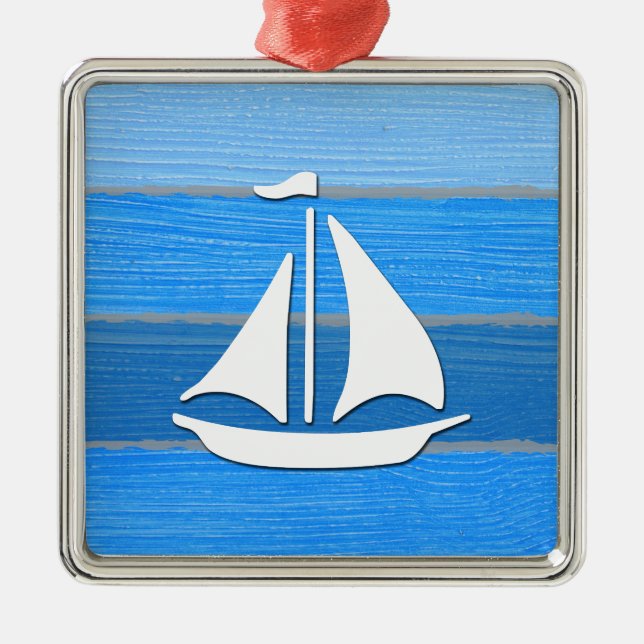 Ornamento De Metal Design com tema náutico (Frente)