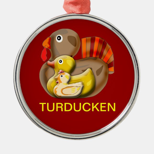 Ornamento De Metal Design customizável de Turducken (Frente)