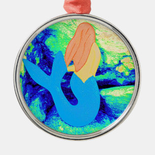 Ornamento De Metal design da sereia da azul-cauda