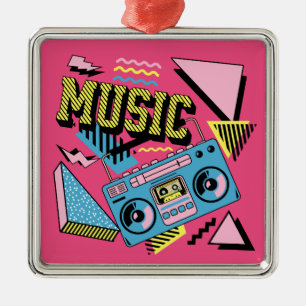 Ornamento De Metal Design de boombox de música com estilo retro