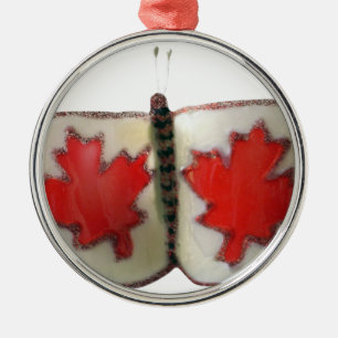 Ornamento De Metal Design de Borboleta de Bandeira Canadiana
