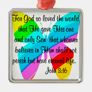 ORNAMENTO DE METAL DESIGN DE BOTÃO DE CINZA JOHN 3:16