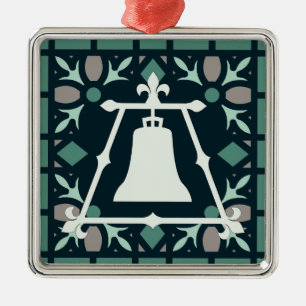 Ornamento De Metal Design de Fleur Raincross do vitral de turquesa