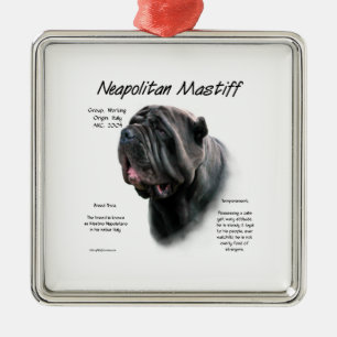 Ornamento De Metal Design de História do Mastiff napolitano (preto)