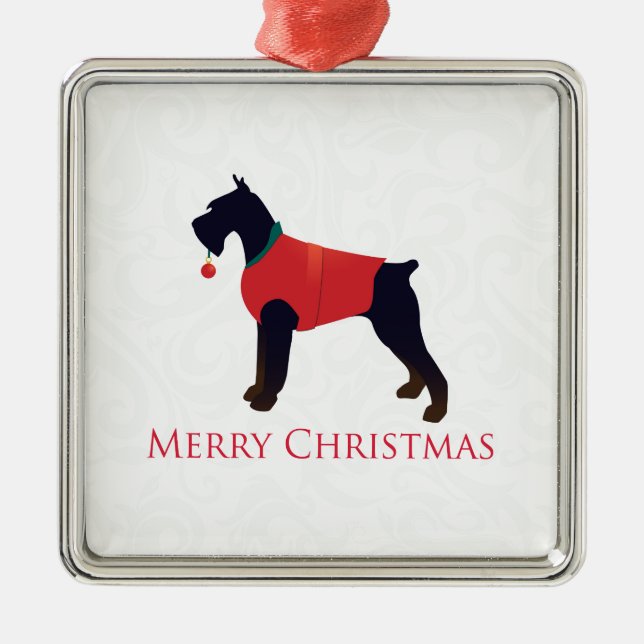 Ornamento De Metal Design de Natal Giant Schnauzer Merry (Frente)
