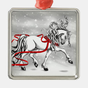 Ornamento De Metal Design de Natal White Stallion