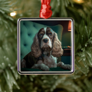 Ornamento De Metal Design de retrato clássico de Cocker Spaniel elega