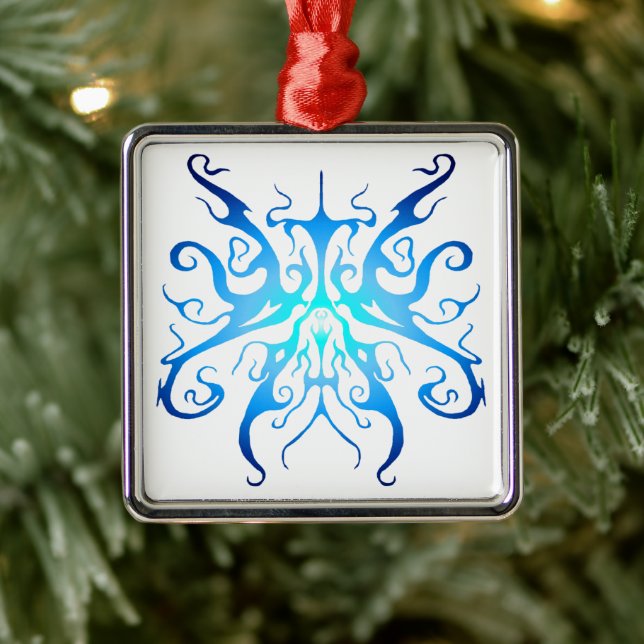 Ornamento De Metal Design de Tatuagem Tribal Elegante - azul (Árvore)
