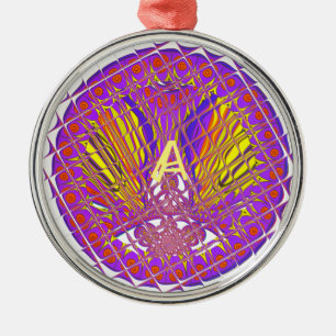 Ornamento De Metal Design de texto de logotipo colorido letra A