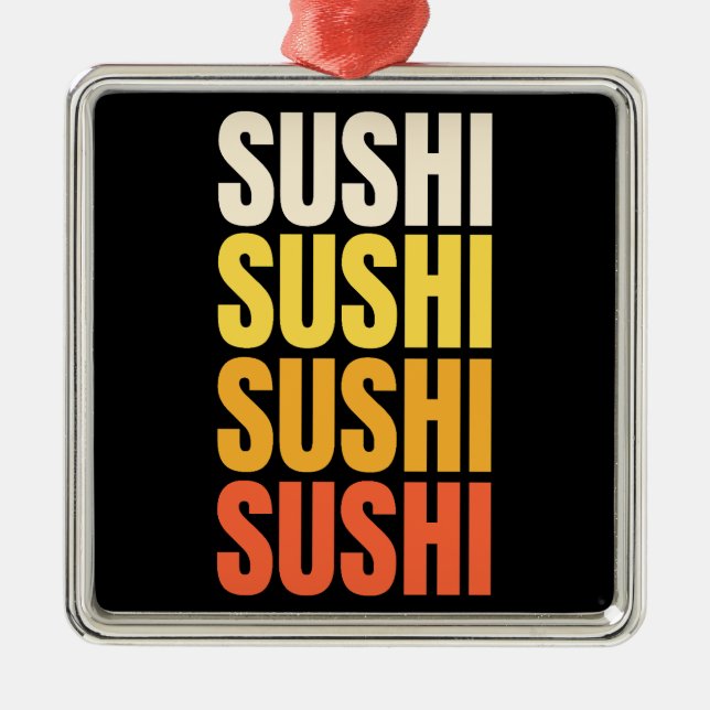 Ornamento De Metal Design de texto Sushi (Frente)