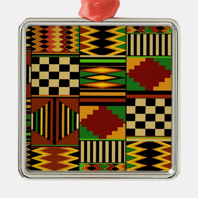 Ornamento De Metal Design do Royal Kente Cloth Africano (Frente)