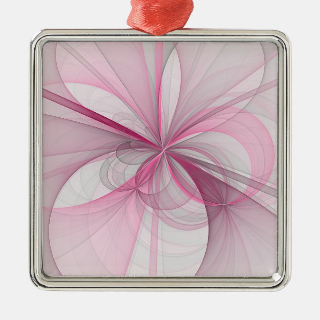 Ornamento De Metal Design Fractal de Cinza Abstrato moderno (Frente)