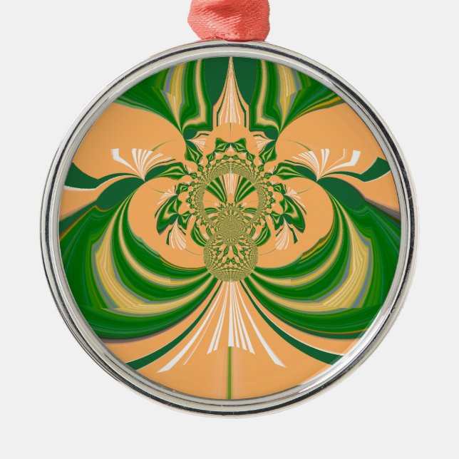 Ornamento De Metal Design verde amarelo. (Frente)