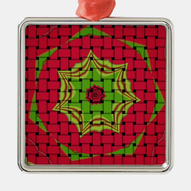 Ornamento De Metal Design vermelho-tecido africano (Frente)